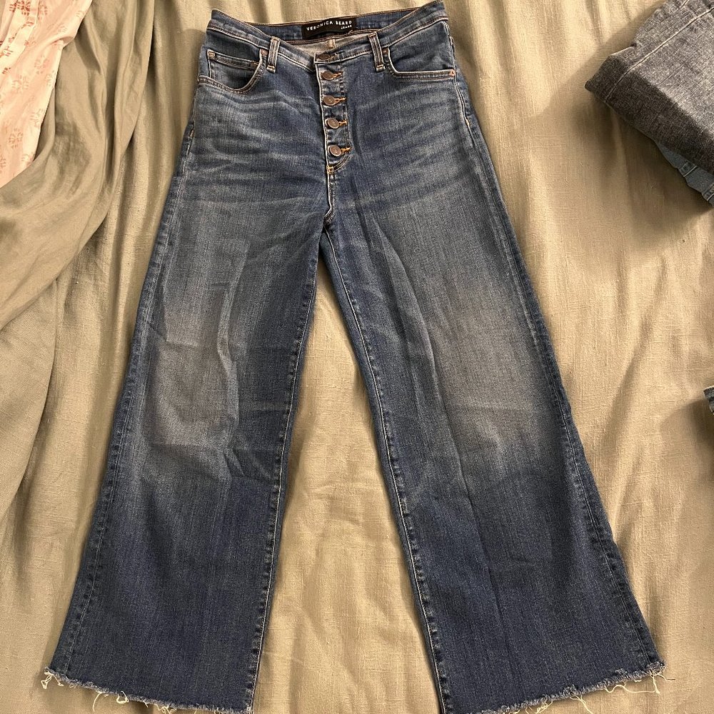 Crop flare wide leg jeans size 4